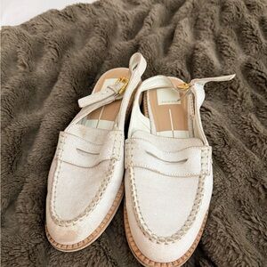 Dolce Vita Cream Loafers with Gold Accent